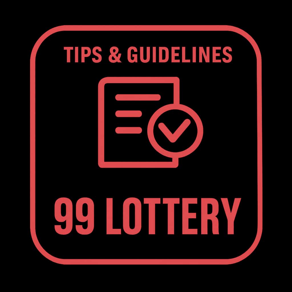 A badge illustrating tips and guidelines for the 99 Lottery.