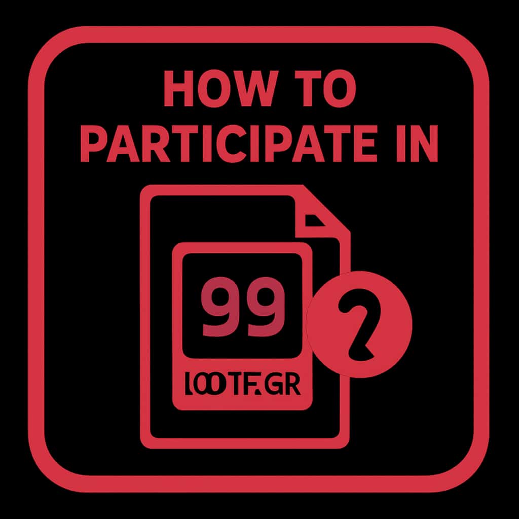 A badge representing How to Participate in 99 Lottery.