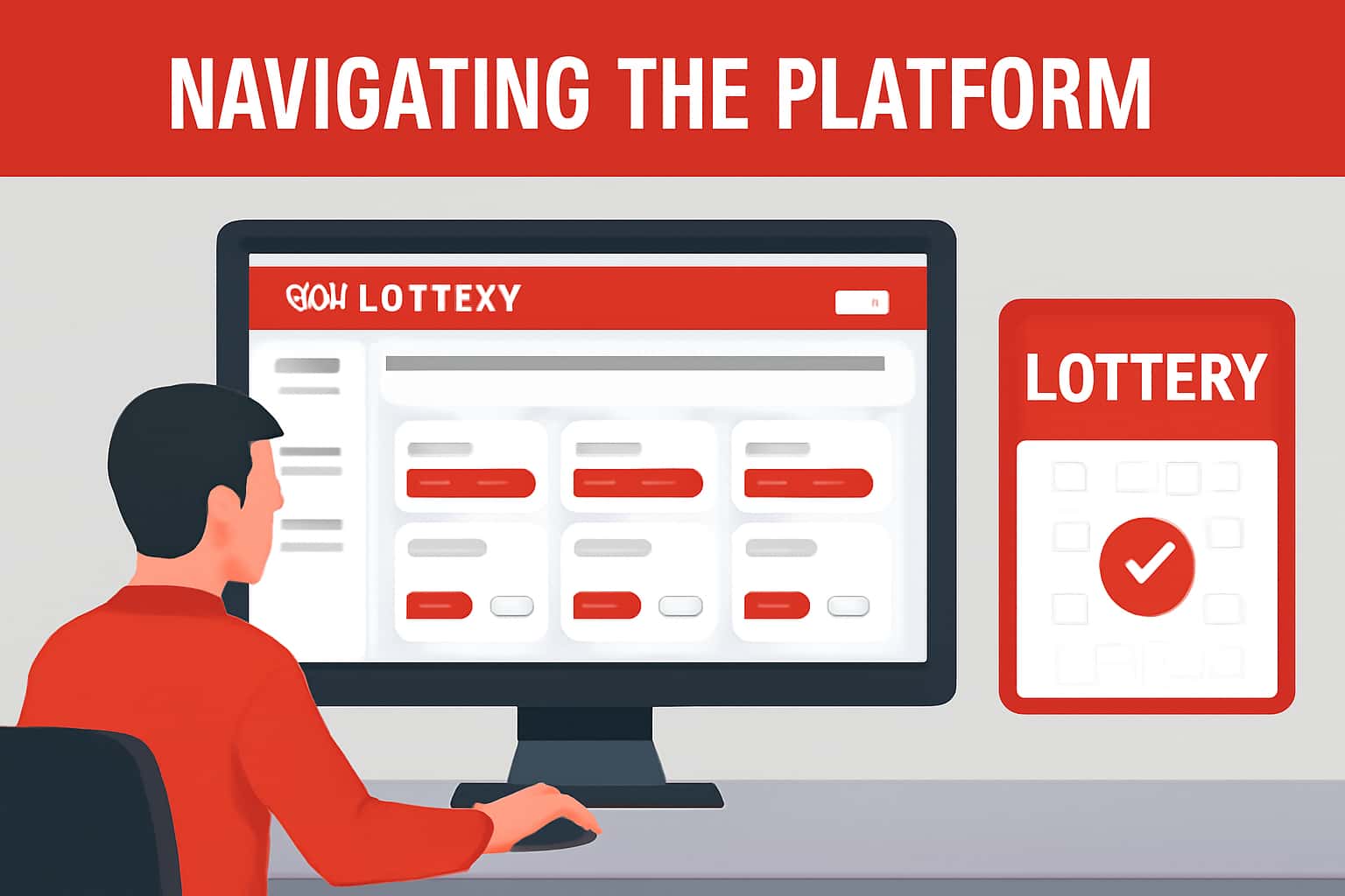 An informative scene depicting the 99 Lottery Platform interface with a focus on navigation.