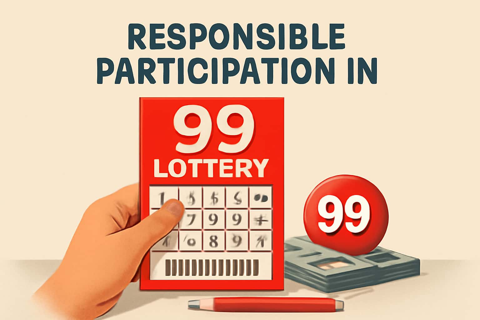 Illustration depicting responsible participation in 99 Lottery activities.